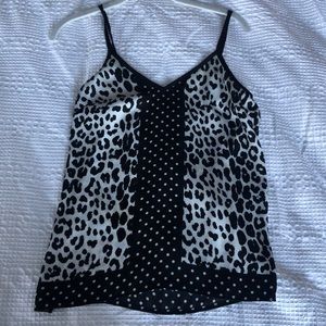 Express White/Black Leopard/Polkadot print Tank SZ XS